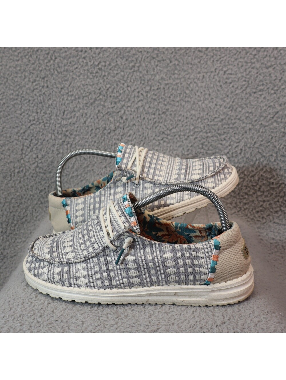 Hey Dude Wendy Boho Embroidery Grey Slip-On Women US 9 EU 40